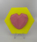 Decoratietegeltje diamant hart 10x10cm fluo geel/licht roze, Verzenden, Nieuw