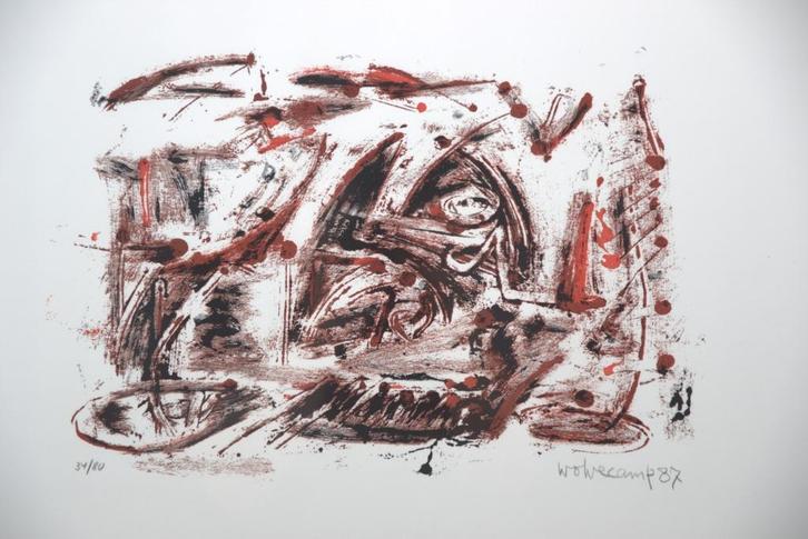 Theo Wolvecamp (1925-1992) - Abstracte compositie, Antiek en Kunst, Kunst | Schilderijen | Modern, Ophalen of Verzenden