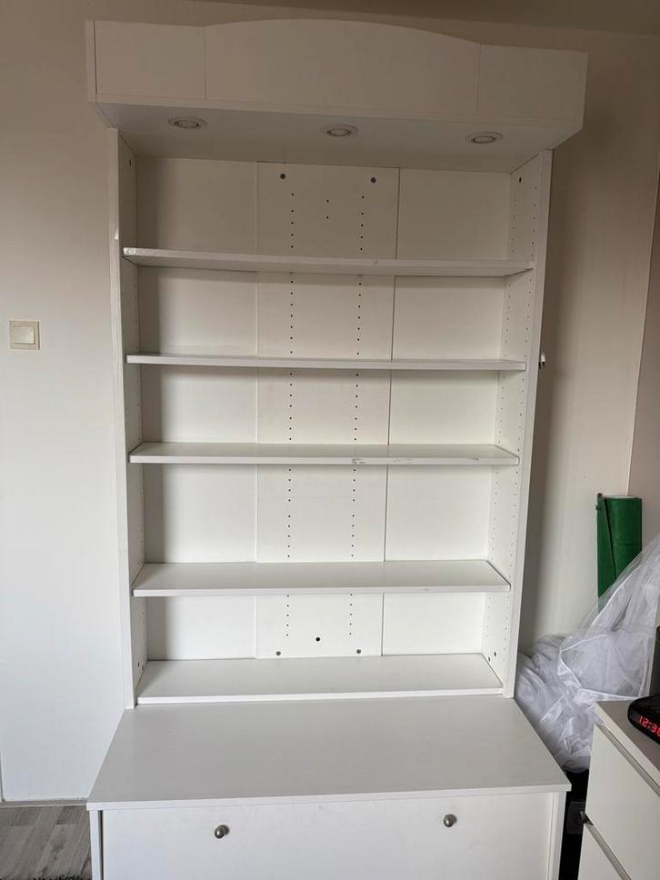 Witte Kast met Lampen & Verstelbare Planken, Huis en Inrichting, Kasten | Buffetkasten, Gebruikt, 200 cm of meer, 100 tot 150 cm