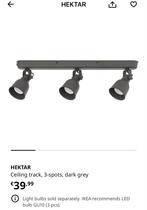 IKEA HEKTAR Plafondlamp - 3 Spots - Donkergrijs, Huis en Inrichting, Lampen | Plafondlampen, Ophalen, Nieuw, Metaal