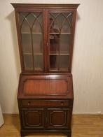 Antiek secretaire met glazen kast, Huis en Inrichting, Gebruikt, 100 tot 150 cm, Glas, Met deur(en)