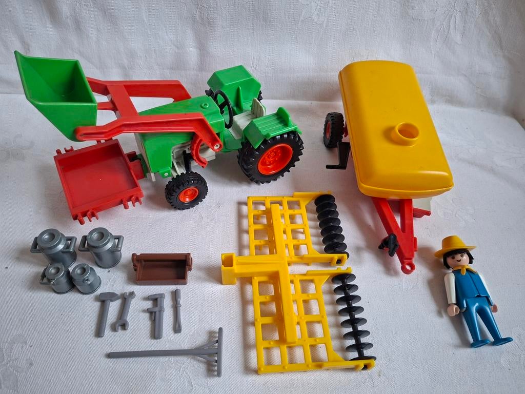 Playmobil System 3500 Tractor uit 1978 met uitbreiding, Ophalen of Verzenden, Gebruikt, Complete set