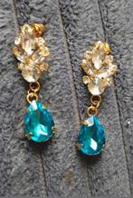 Oorbellen blauwe steen, Sieraden, Tassen en Uiterlijk, Oorbellen, Verzenden, Nieuw, Goud, Knopjes of Stekers