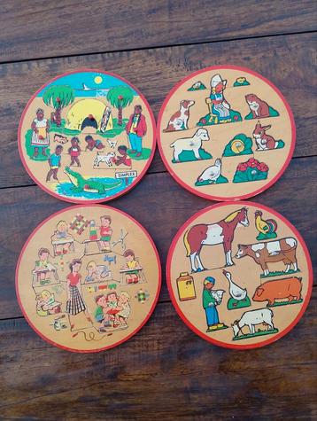 Vintage Simplex Houten Puzzels - Set van 4 beschikbaar voor biedingen