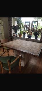 Robuuste Houten Eettafel, Ophalen, Gebruikt, 100 tot 150 cm, Eikenhout