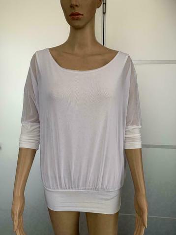 E499 Just Andy maat XS/S=34/36 blouse top shirt wit beschikbaar voor biedingen
