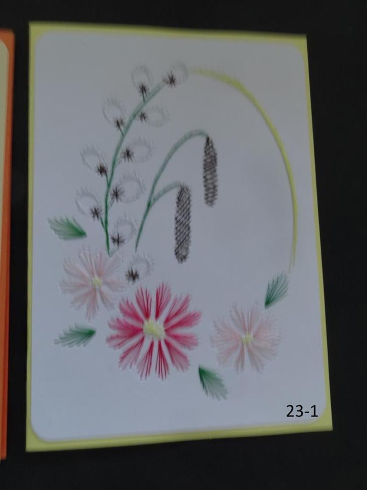 geborduurde kaarten pasen lente bloemen, Hobby en Vrije tijd, Kaarten | Zelfgemaakt, Nieuw, Overige thema's, Ophalen of Verzenden