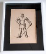 Hildo Krop lithografie:  Walswerker. + info en knipsels 1939, Ophalen of Verzenden