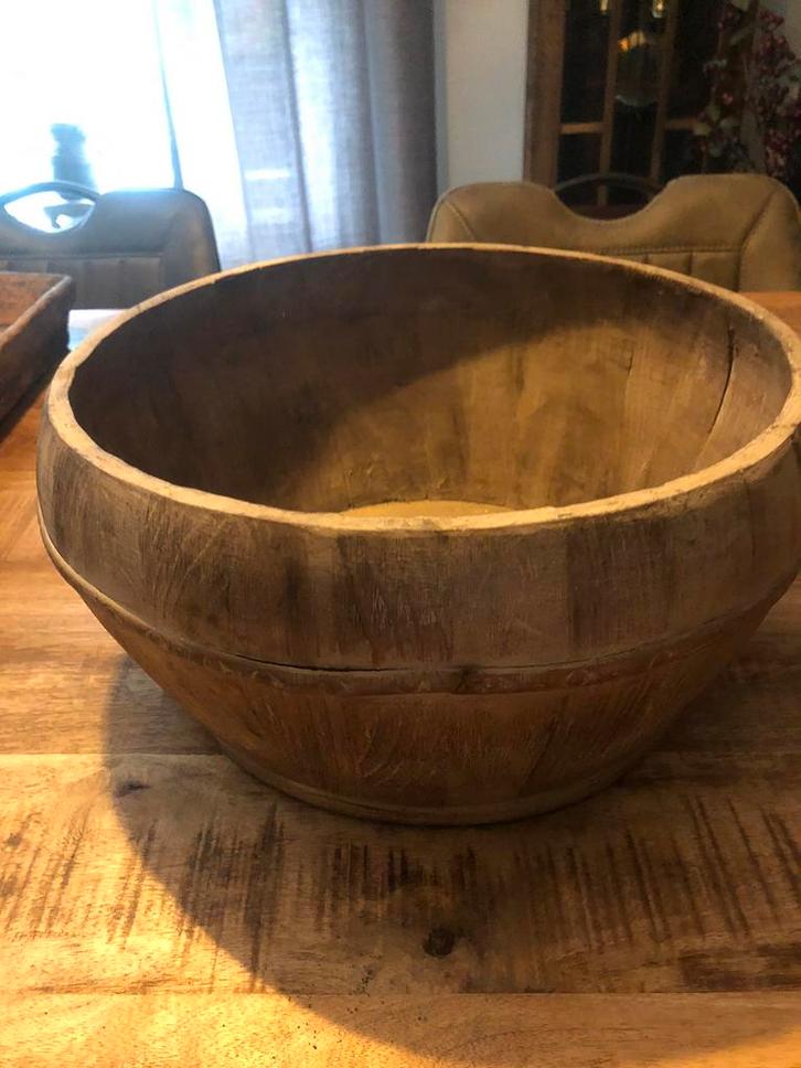 Mooie houten bak, Huis en Inrichting, Woonaccessoires | Schalen en Manden, Zo goed als nieuw, Rond, Hout, Ophalen
