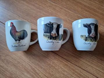 JET Mokken - Country Cows & Chicken Festival. 3 stuks. beschikbaar voor biedingen