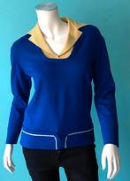 Vintage originele jaren 70 truitje blauw groen/geel maat 38, Maat 38/40 (M), Vintage, Gedragen, Verzenden