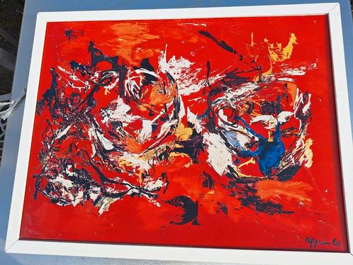 Druk op karton.KAREL APPEL.DALEN,DRENTHE, Antiek en Kunst, Kunst | Schilderijen | Abstract, Ophalen of Verzenden