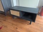 Made Pavia tv meubel van zwart hout en rotan deurtje, Ophalen, Zo goed als nieuw, 25 tot 50 cm, Minder dan 100 cm