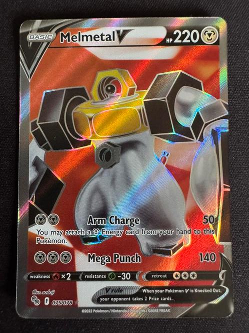 Melmetal V PGO 075, Hobby en Vrije tijd, Verzamelkaartspellen | Pokémon, Zo goed als nieuw, Ophalen of Verzenden