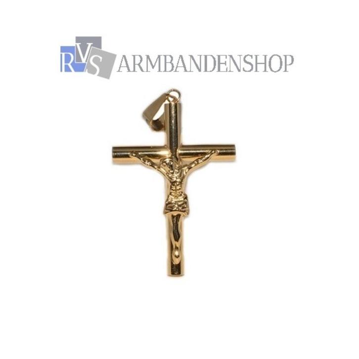 gouden kruis hanger "Jezus" kruishanger van RVS goud, Sieraden, Tassen en Uiterlijk, Kettinghangers, Nieuw, Overige materialen