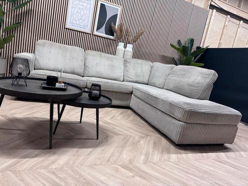 Ribstof Hoekbank - Crème/Beige - 270 x 210, Huis en Inrichting, Banken | Bankstellen, Zo goed als nieuw, Vierpersoons of meer