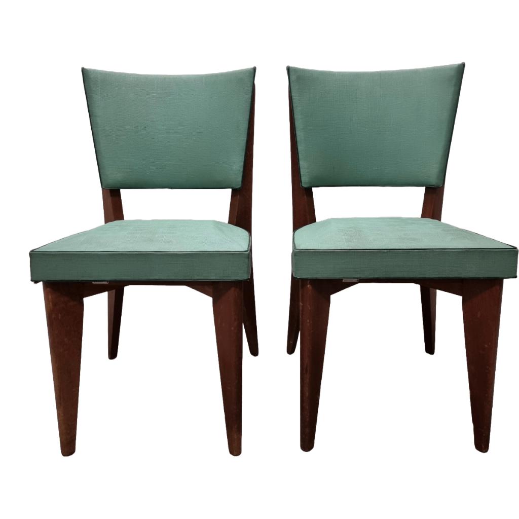 Vintage eetkamerstoelen roset montagnieu aine, Huis en Inrichting, Stoelen, Ophalen, Gebruikt, Twee, Overige kleuren