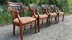 Bannink jugendstil eetkamer armstoelen, Ophalen, Gebruikt, Bruin, Stof