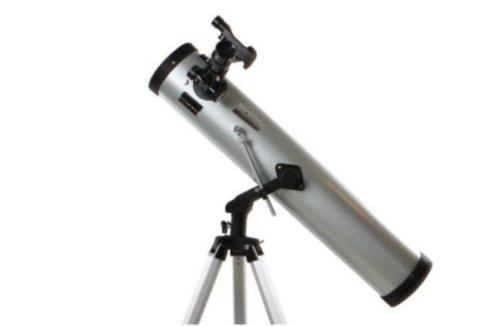 Byomic Spiegeltelescoop 76/700 in Koffer, Audio, Tv en Foto, Optische apparatuur | Telescopen, Zo goed als nieuw, Spiegeltelescoop (reflector)