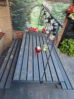 stevige picknicktafel incl decoratiestang / verlichting, Tuin en Terras, Picknicktafels, Ophalen, Gebruikt, Rechthoekig, Hout