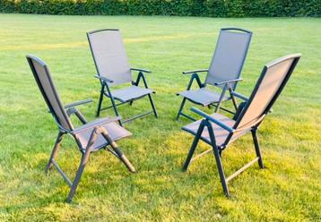 6 textileen antraciet Intratuin tuinstoelen met tuinkussens beschikbaar voor biedingen