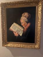 Oude vrouw leest boek, Antiek en Kunst, Kunst | Schilderijen | Klassiek, Ophalen of Verzenden
