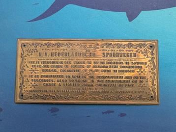 N.V. Nederlandse Spoorwegen Plaque beschikbaar voor biedingen