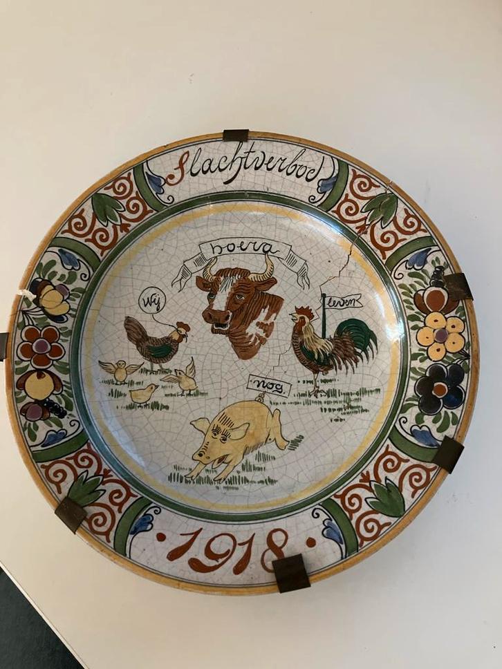 Antiek Slachtverbod Bord uit 1918, Antiek en Kunst, Antiek | Wandborden en Tegels, Verzenden
