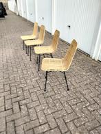 Eetkamerstoelen, hout, rotan, ijzeren onderstel., Huis en Inrichting, Stoelen, Ophalen, Riet of Rotan, Gebruikt, Overige kleuren