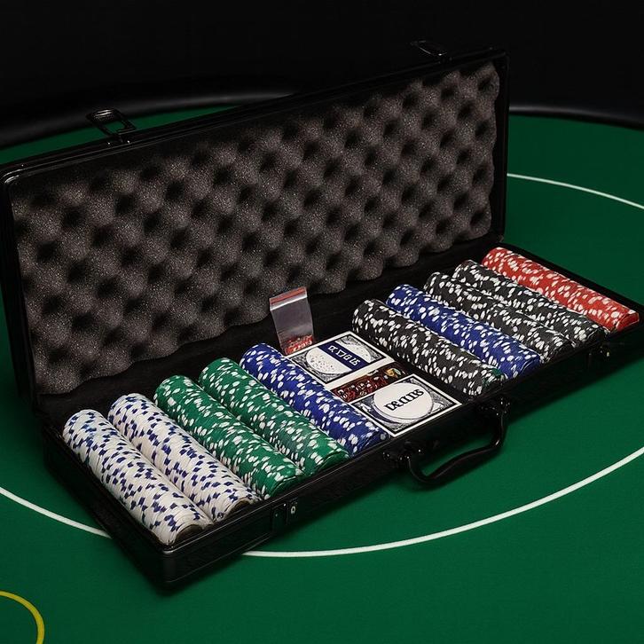 Poker set 500 delig - Poker fiches zonder waarde, Hobby en Vrije tijd, Gezelschapsspellen | Kaartspellen, Nieuw, Vijf spelers of meer