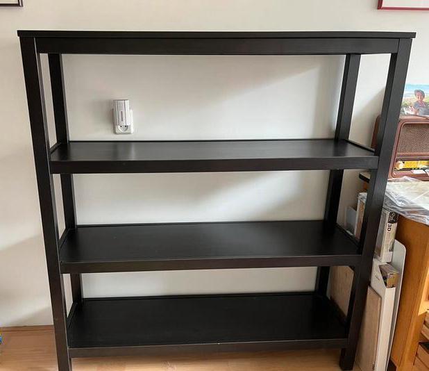 Hermes zwarte lage/brede boekenkast / open kast, Huis en Inrichting, Kasten | Boekenkasten, Gebruikt, 100 tot 150 cm, 100 tot 150 cm