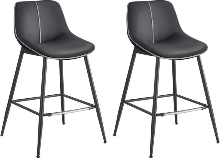 VASAGLE Set van 2 Barkrukken – Inktzwart (62 cm) Nieuw, Huis en Inrichting, Barkrukken, Nieuw, 60 tot 90 cm, Leer, Metaal, 2 krukken