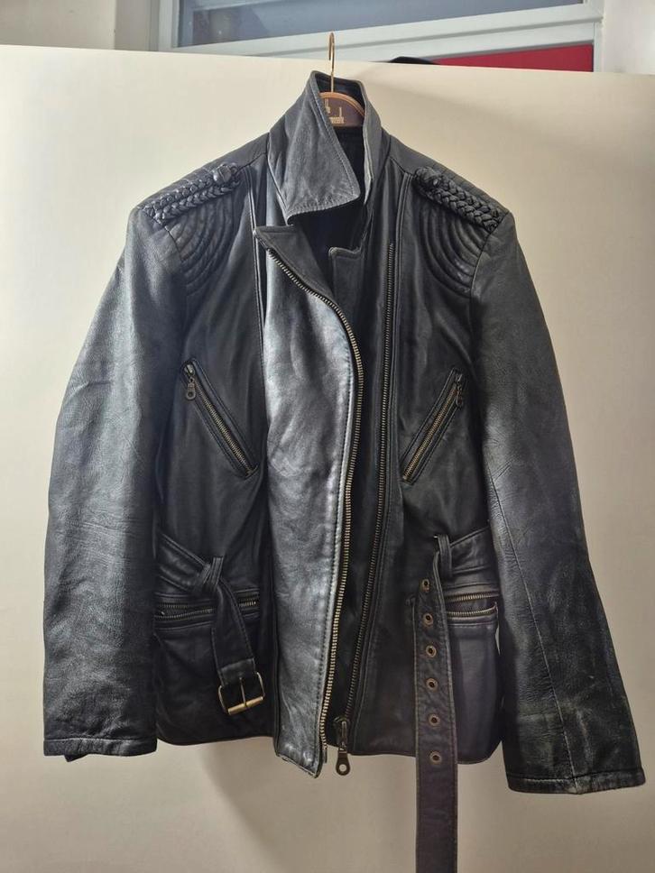 Vintage leren jas, Kleding | Dames, Jassen | Winter, Gedragen, Zwart, Ophalen of Verzenden