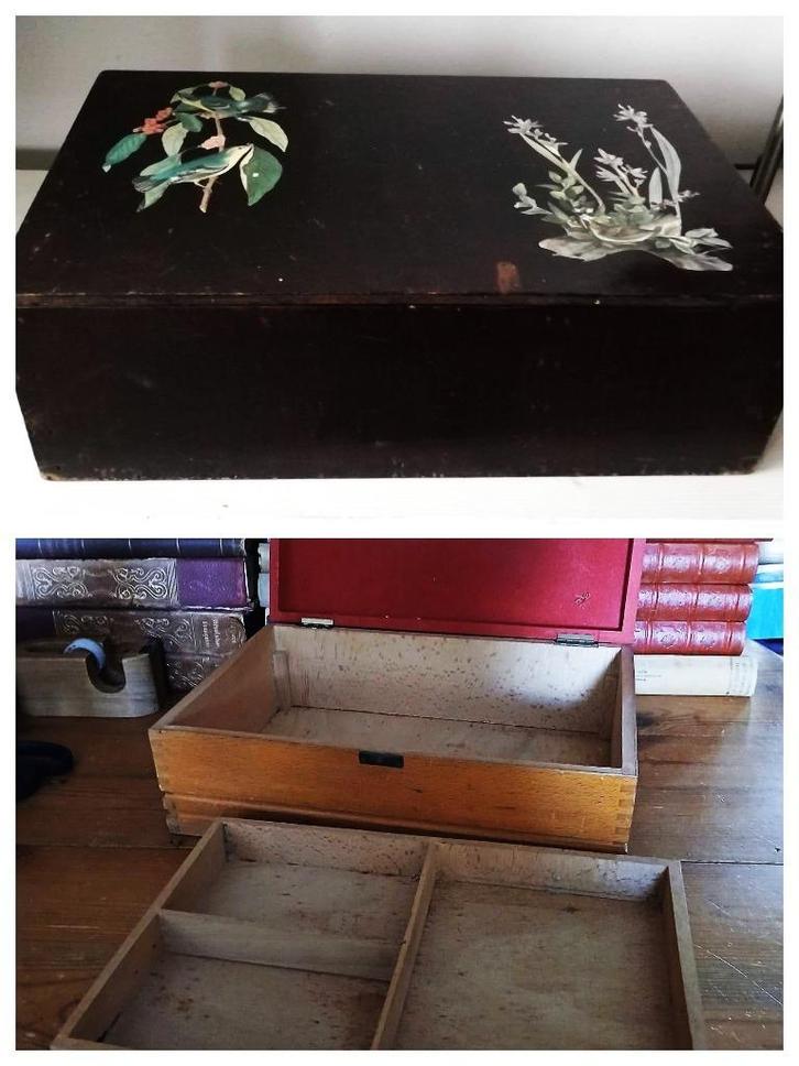 Houten oude vintage kistjes hout brocante, Antiek en Kunst, Curiosa en Brocante, Ophalen of Verzenden