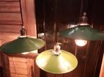 Groen emaille hanglampen , franse schotel lampen, Ophalen of Verzenden, Zo goed als nieuw, Minder dan 50 cm