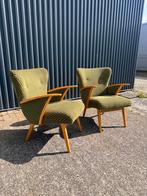 2 x Vintage stoel fauteuil easy chair setprijs, Stof, Ophalen of Verzenden, 75 tot 100 cm