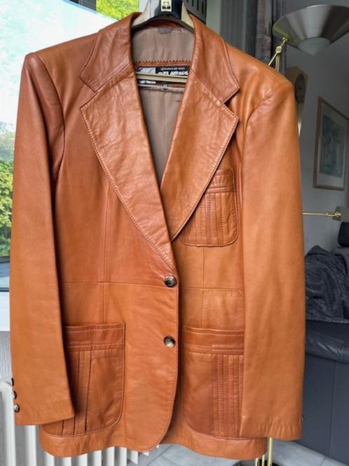 Exclusieve Leren Camel Colbert maat 52 - 42, Kleding | Heren, Kostuums en Colberts, Zo goed als nieuw, Maat 52/54 (L), Overige kleuren
