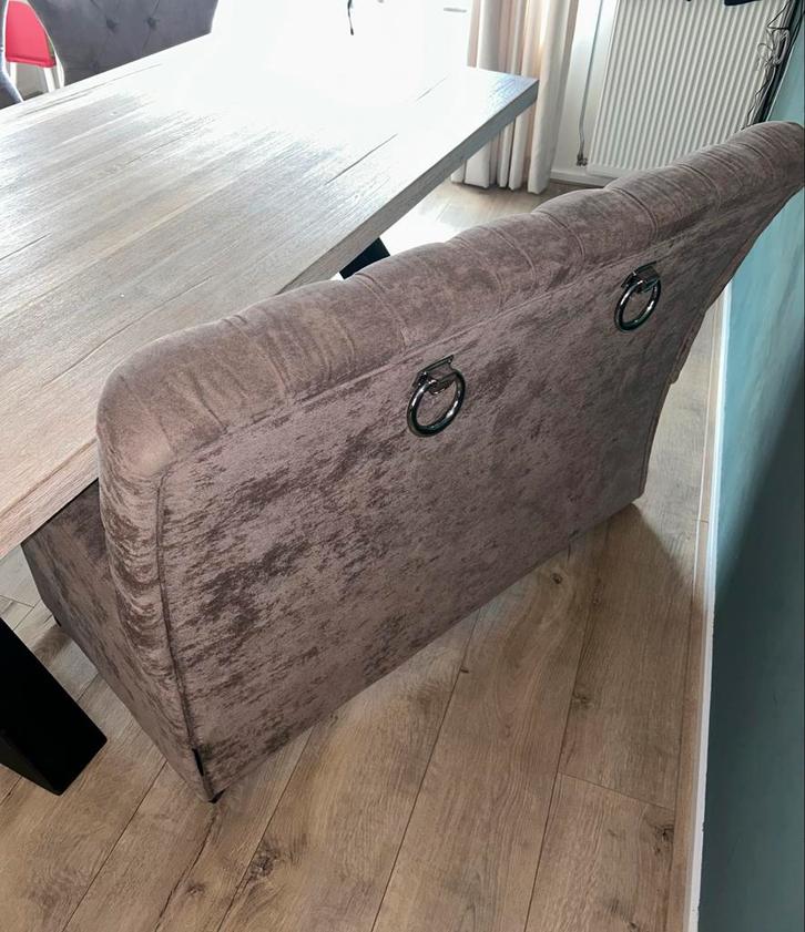 Luxe Eethoek met Bank en Stoelen, Huis en Inrichting, Banken | Complete zithoeken, Zo goed als nieuw, Hout, Metaal, Stof, Ophalen