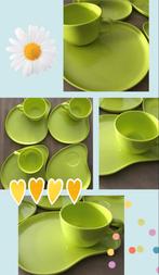 Melamine lime niervormig borden met uitsparing royale bekers, Overige materialen, Ophalen of Verzenden, Zo goed als nieuw, Bord(en)