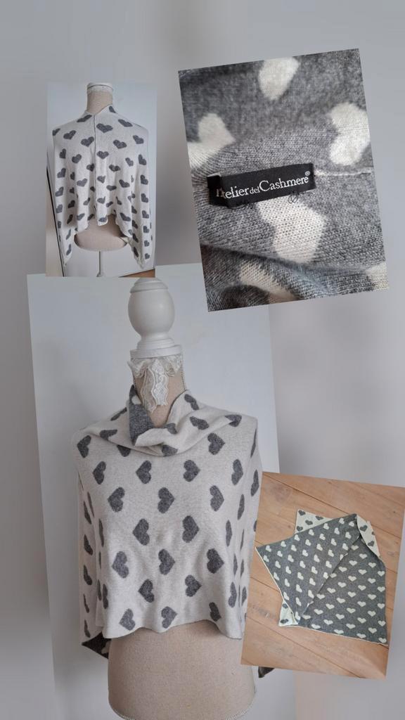 Grijs witte kinder poncho cashmere Italië, Kinderen en Baby's, Kinderkleding | Mutsen, Sjaals en Handschoenen, Zo goed als nieuw
