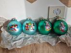 4 Prachtige Grote Kerstballen van Disney Mickey Minnie Glas, Verzenden, Zo goed als nieuw