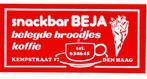 Sticker horeca Snackbar Beja Den Haag Kempstraat (2), Verzenden, Zo goed als nieuw, Overige typen