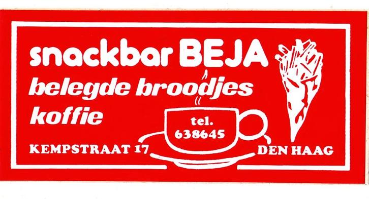 Sticker horeca Snackbar Beja Den Haag Kempstraat (2), Verzamelen, Stickers, Zo goed als nieuw, Overige typen, Verzenden