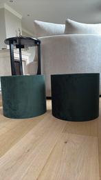 2 velours donker groene lampenkappen, Huis en Inrichting, Lampen | Lampenkappen, Ophalen of Verzenden, Zo goed als nieuw, Rond