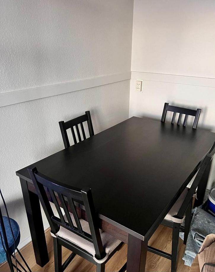 NÄSINGE Uitschuifbare Tafel - Donkerbruin Beukenfineer, Huis en Inrichting, Tafels | Eettafels, Gebruikt, 50 tot 100 cm, 100 tot 150 cm