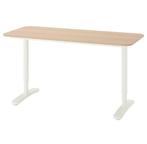 IKEA Bureau 120x80 cm (Bamboe/Wit) - Model Bekant/Anfallare, Huis en Inrichting, Bureaus, Ophalen, Zo goed als nieuw