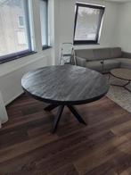 Zwarte Mangohouten Eettafel met Stalen Poot te koop!, Huis en Inrichting, Tafels | Eettafels, Ophalen, Rond, Nieuw, Metaal