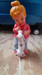 meisje met hond rubber jaren 50 of 60, Antiek en Kunst, Antiek | Speelgoed, Ophalen of Verzenden