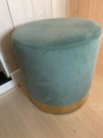 Velvet poef blauw/groen, Huis en Inrichting, Banken | Voetenbanken en Poefen, Ophalen, Zo goed als nieuw, Rond, Minder dan 50 cm