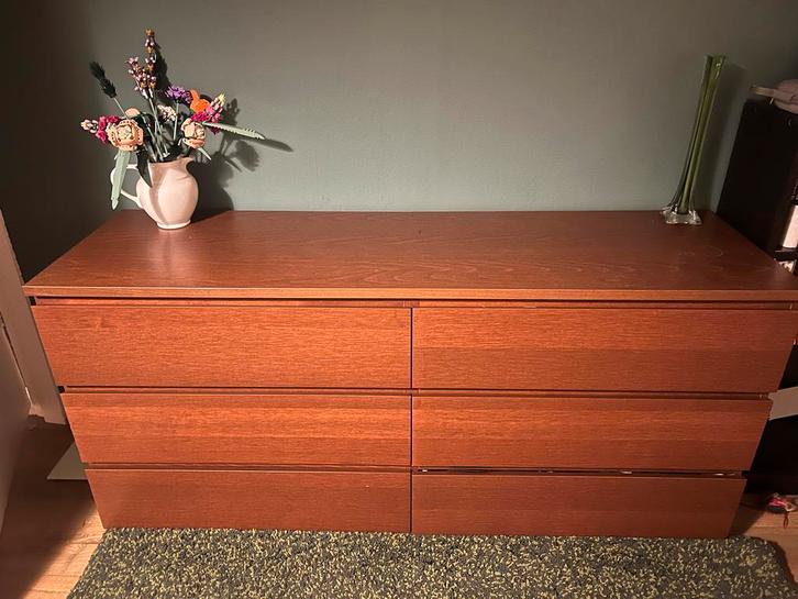 IKEA Malm Ladekast - Bruin - 6 Lades, Huis en Inrichting, Kasten | Ladekasten, Gebruikt, Minder dan 100 cm, 150 tot 200 cm, 50 tot 75 cm